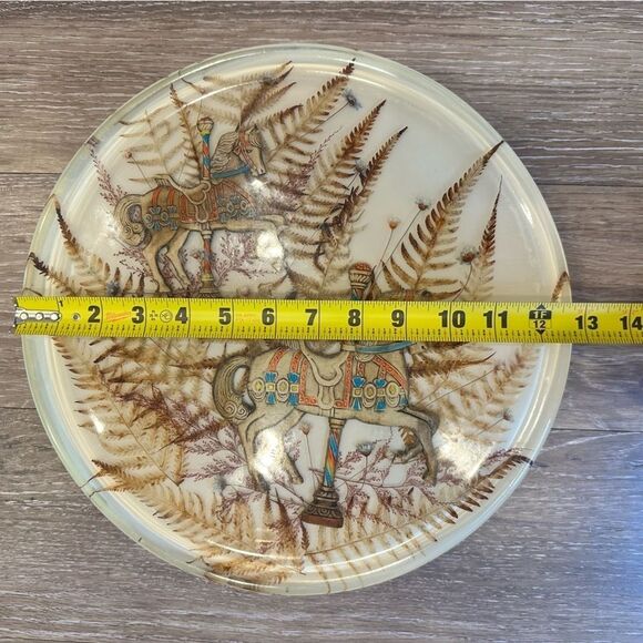 Vintage Carousel Horse Acrylic Pressed Flowers Turntable Tray 12.75" - Picture 5 of 5